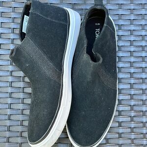 TOMS Women's Black Faux Suede Slip-On Sneaker Bootie Shoes